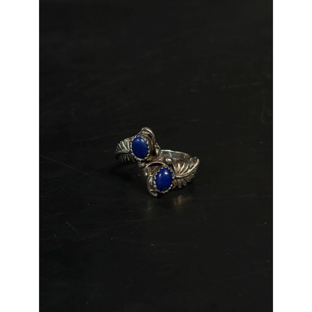 Richard Begay Navajo Sterling Silver Lapis Adjustable Ring Size 7.5